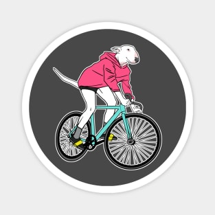 Bull Terrier Riding a Bicycle Magnet